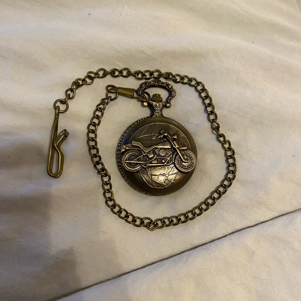 Motorcycle pocket watch with chain